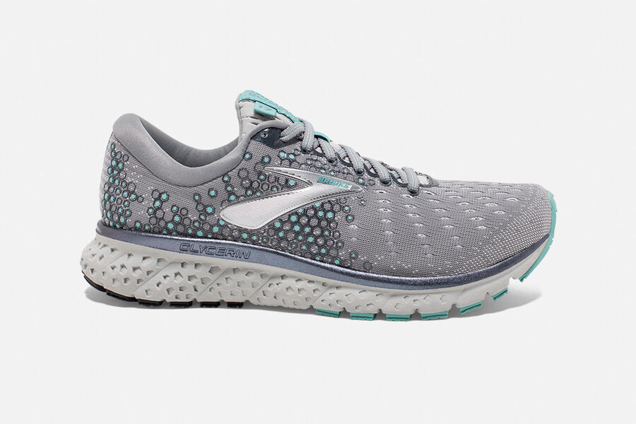 Brooks Glycerin 17 Womens UK - Road Running Shoes - Grey/Light Turquoise 070-DHNWJQ